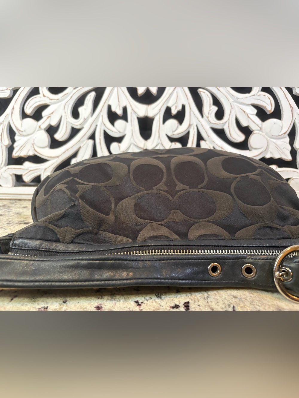 Coach #13642 Ali Signature Sateen Hobo Bag with Silver Charm - Picture 13 of 16